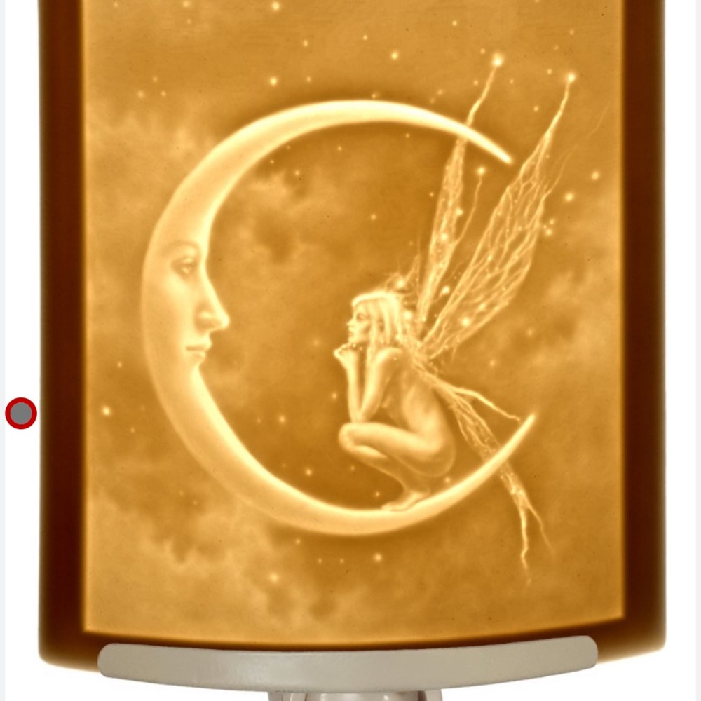 The Porcelain Garden porcelain night light plate/fairy on moon/New - Picture 4 of 4